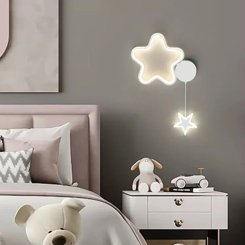 Modern LED Wall Lamp Cloud Star Moon Black and White Lighting For Children\'s Room Study Bedroom Living Room Indoor Wall Decor