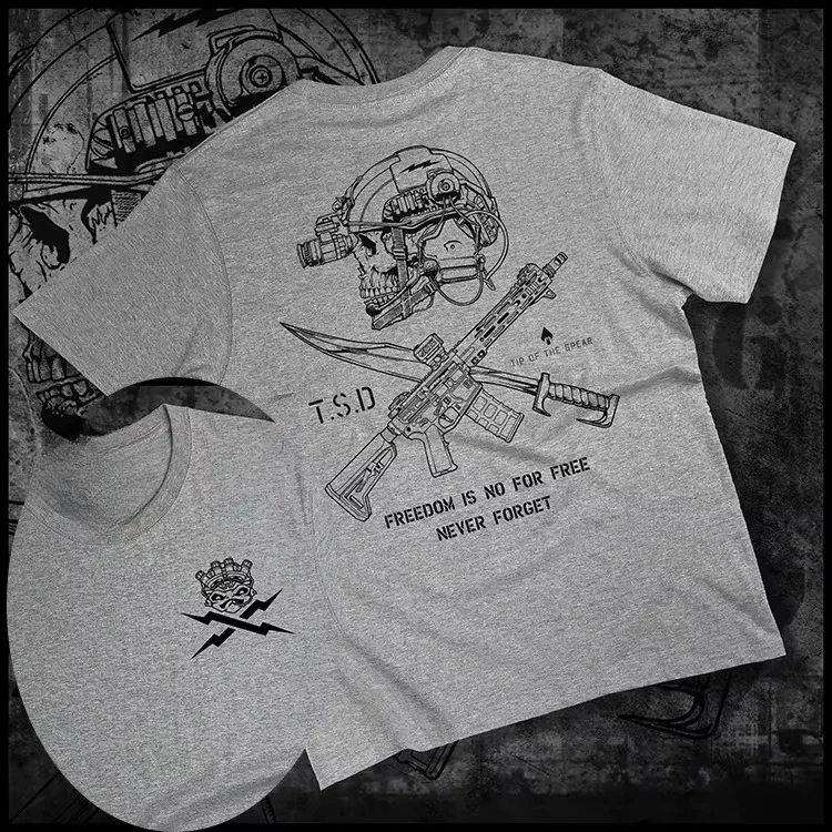 

2025 Summer New Special Forces Round Neck Fashion Tactical Military Fans Cotton T-shirt High Quality Men's and Women's T-shirts