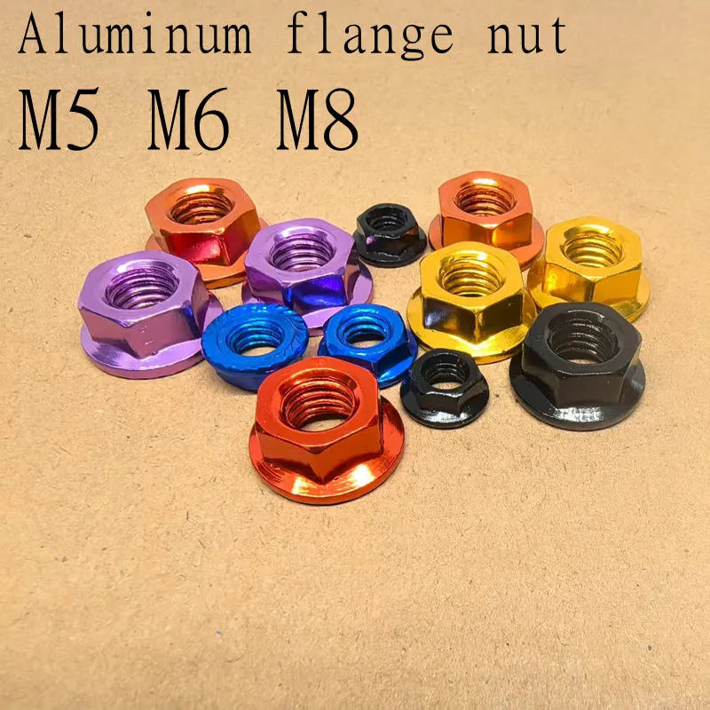 Tuercas con brida de aleación de aluminio de colores, 5 uds.-10 Uds., M4 M5 M6 M8, bloqueo de inserción hexagonal, tuerca autoblocante para piezas de modelo RC