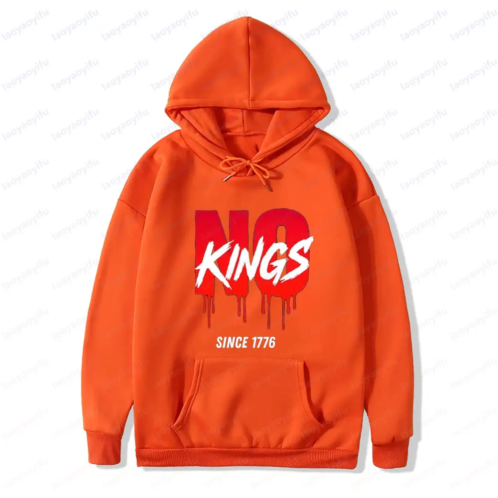 لا ملوك منذ 1776 هوديي خمر الثورة الأمريكية الملابس التصميم الإبداعي الرجال النساء الحياة اليومية بلوزات شعار الملابس #6