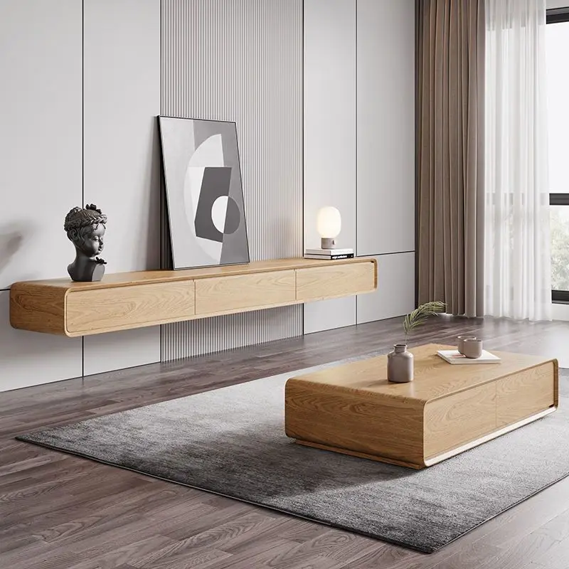 TV cabinet Nordic living room hanging log wind Japanese wind suspension TV cabinet