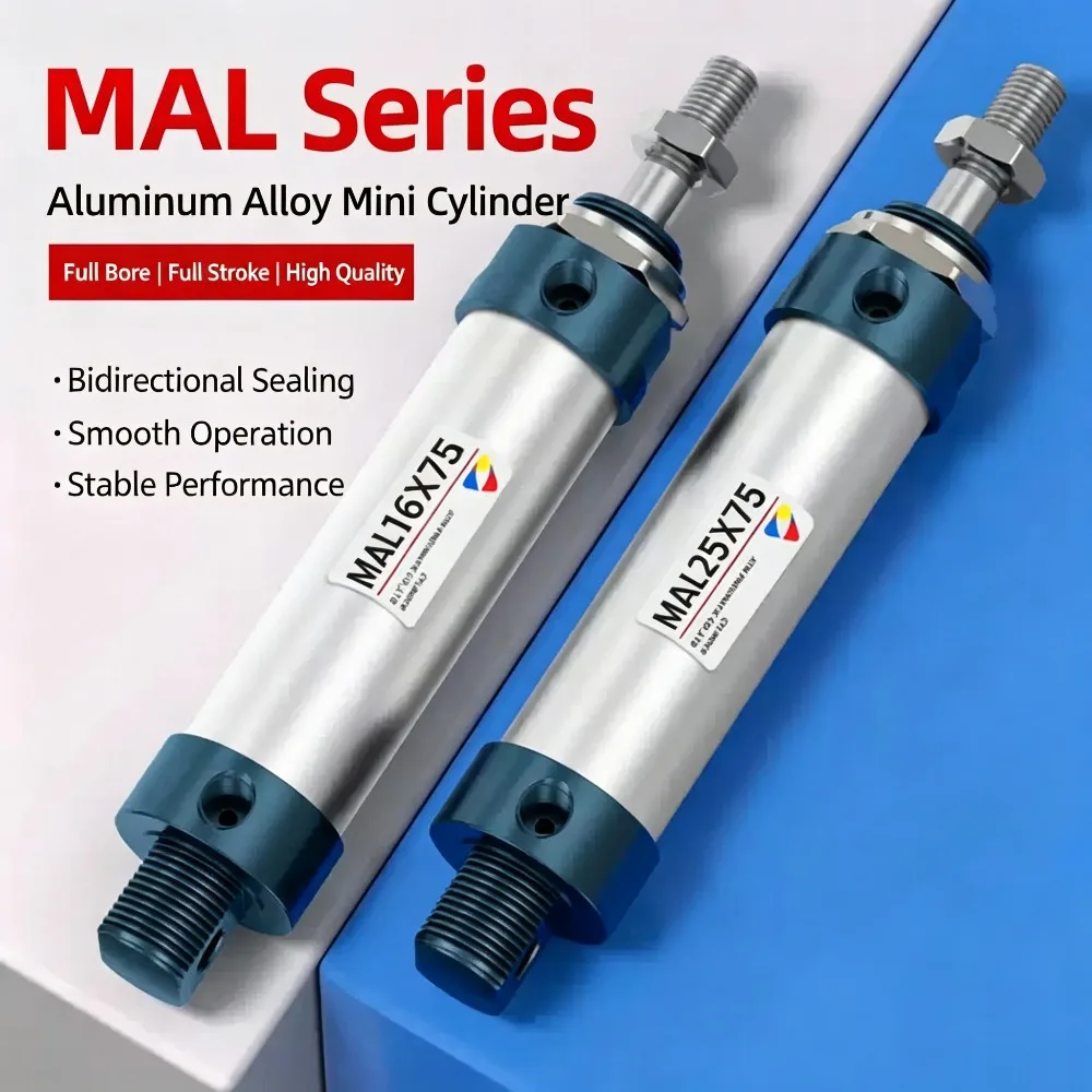 Air Pneumatic Cylinders Double Compressed MAL Mini Cylinder Cylind Bore 16/20/25/32/40mm Stroke 25/50/75/100/200 Single Lever