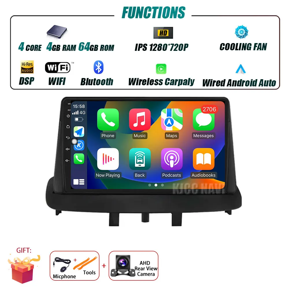 Android 16 voor Renault Megane 3 Fluence Samsung SM3 2008 - 2017 Multimedia Speler DSP CarPlay GPS Autoradio - afbeelding 1