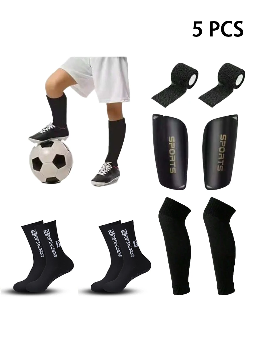 

Футбольные аксессуары из 5 предметов, спортивные носки, футбольные носки, спортивные бандажные ободки, удобный чехол для носков