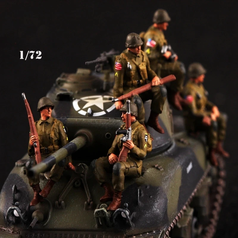 1/72 Scale Model American 5pcs Tank Armor Soldiers 5 Soldiers Action Figure Toy DIY Scene Accessory Doll Collection Gift Display