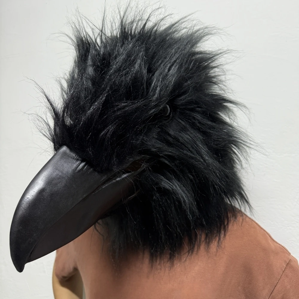 Adult Funny Bird Mask Black Latex Raven Horror Beak Cosplay Prop for Halloween Masquerade Joker Crow Costume Accessory