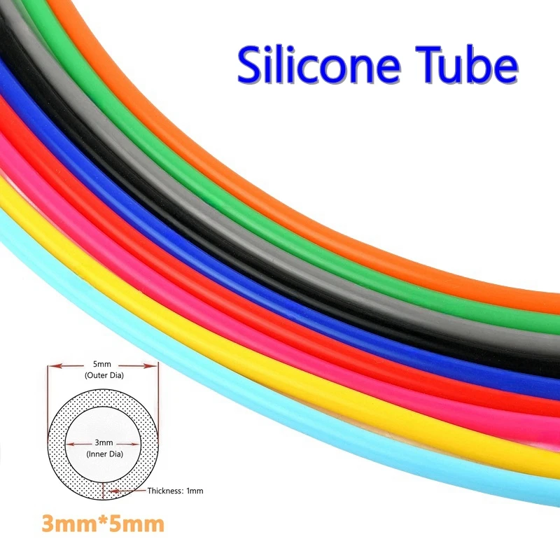 1/5 Meters I.D 3mm O.D 5mm Multicolour Silicone Tube Soft Drink Pipes Water Connector Flexible Food Grade Rubber Hose Tasteless