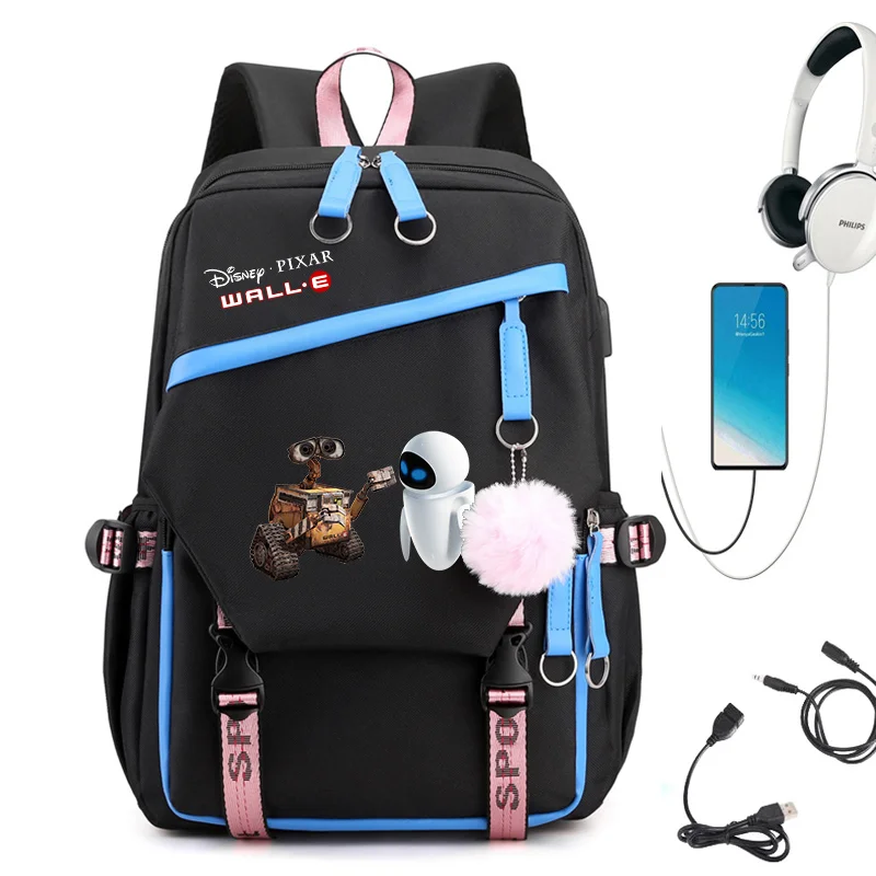 Disney Wall-E Robot Backpack for Girls Boys Teenager Children Rucksack Men Women Casual School Bags USB Charging Backpacks