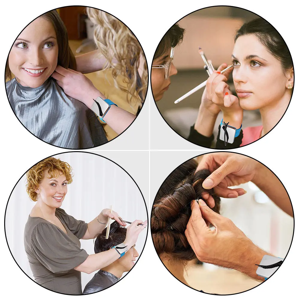 

2Pcs Magnetic Slap Bracelet Silicone Pin Holder Hairdresser Wrist Strap Sewing Needle Holder Hair Salon Supplies