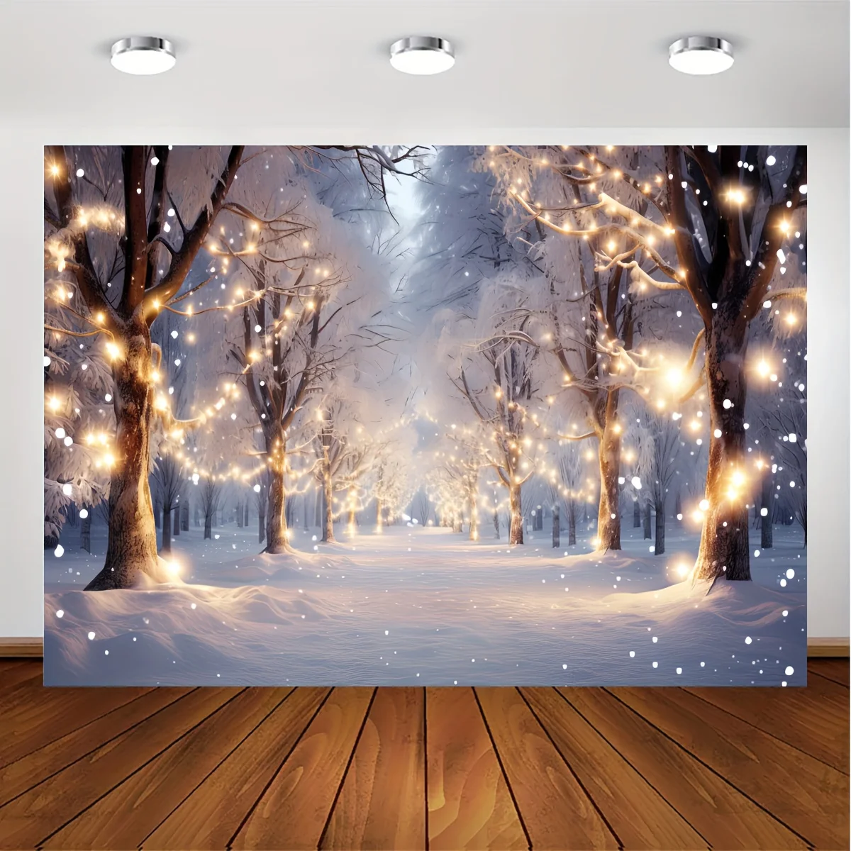 

Winter Scene Background Wonderland Snowflake Photography Flash Snow Forest Christmas Party Decoration