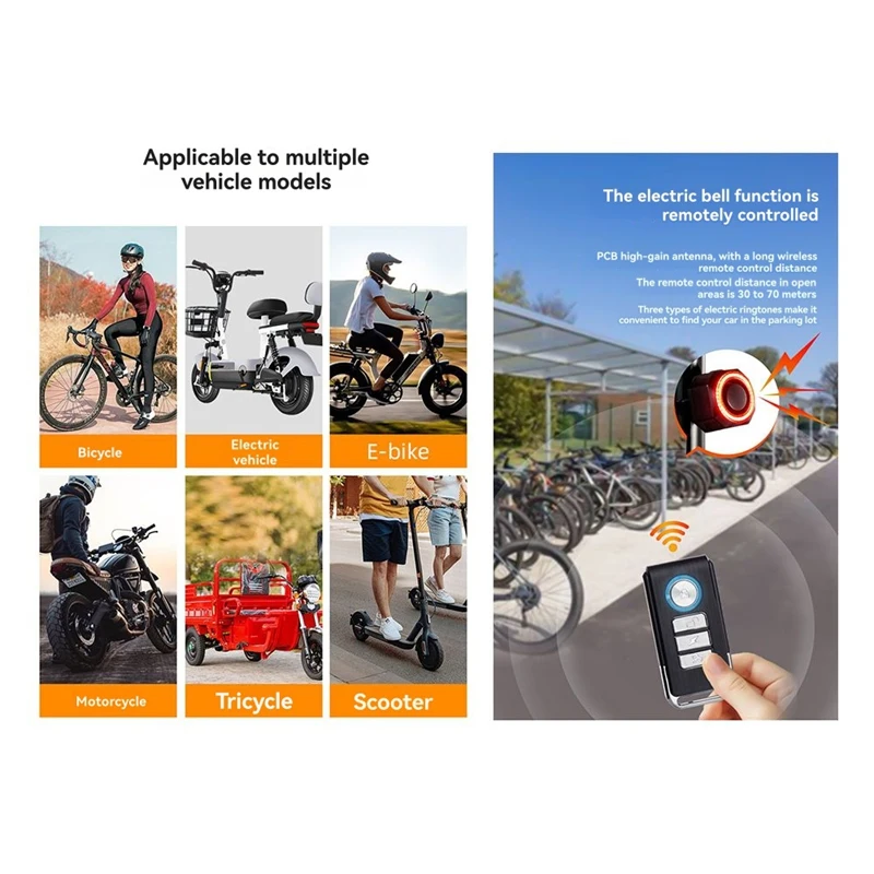 Super Sale Awapow Rechargeable Bicycle Alarm with Remote Control, Anti-Theft 110dB Alarm for Bikes and Motorcycles