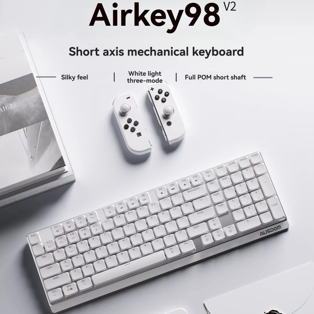 Airkey98 Mechanical Keyboard POM Low-profile Switch Wireless Tri-mode RGB Customize 100% Layout Office Keyboard Typing-specific