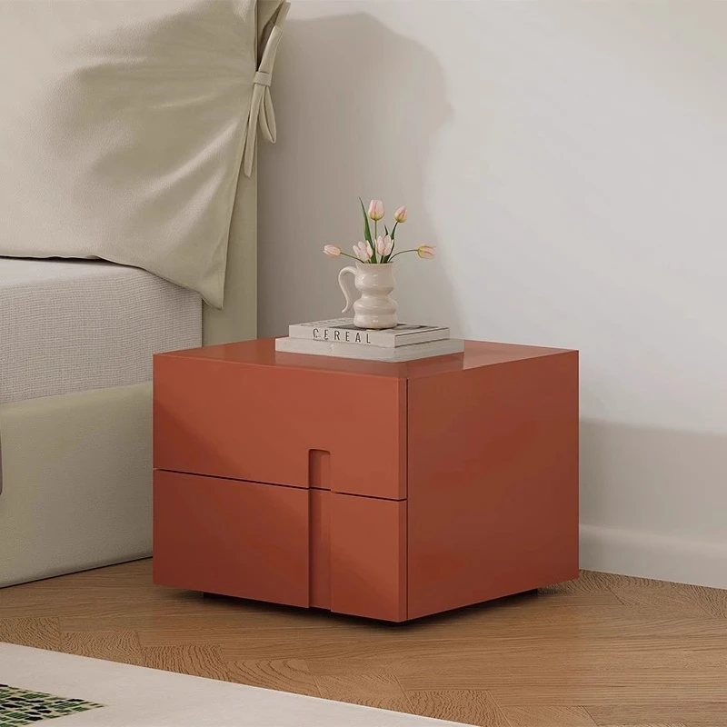 طاولة بجانب السرير من الخشب الصلب لغرفة النوم، خزانة منزلية بسيطة للرياح الكريمية، طاولة بجانب السرير، خزانة جانبية للأريكة الإيطالية