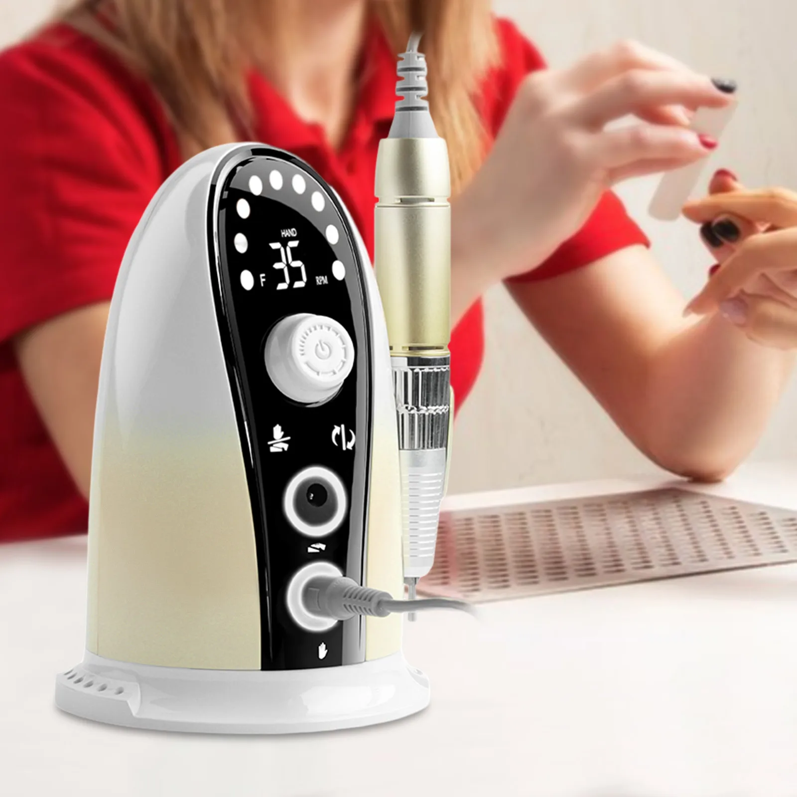 Trapano elettrico per unghie, lima per unghie con supporto per manipolo, strumento per lucidare manicure e pedicure per saloni di bellezza
