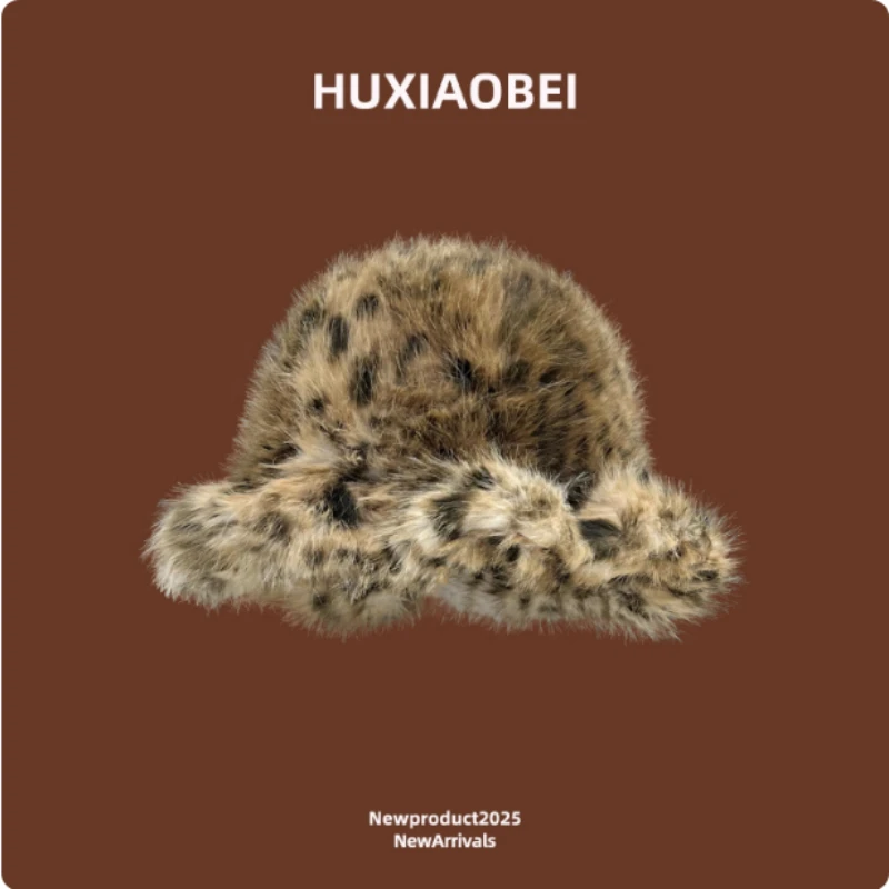 

Американские плюшевые панамы с леопардовым принтом из искусственной норки, зимние уличные теплые шапки для отдыха с широкими полями для женщин