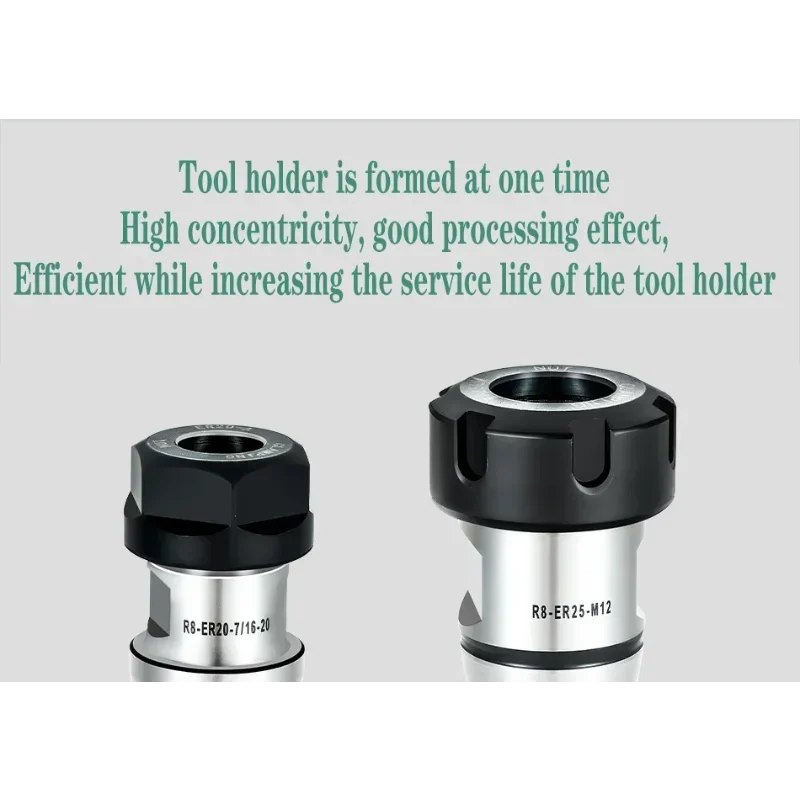 R8 ER Tool Holder R8 ER16 ER20 ER25 ER32 ER40 M12 Collet Chuck Milling Machine Milling Tool Holder R8 Taper Shank Milling Chuck