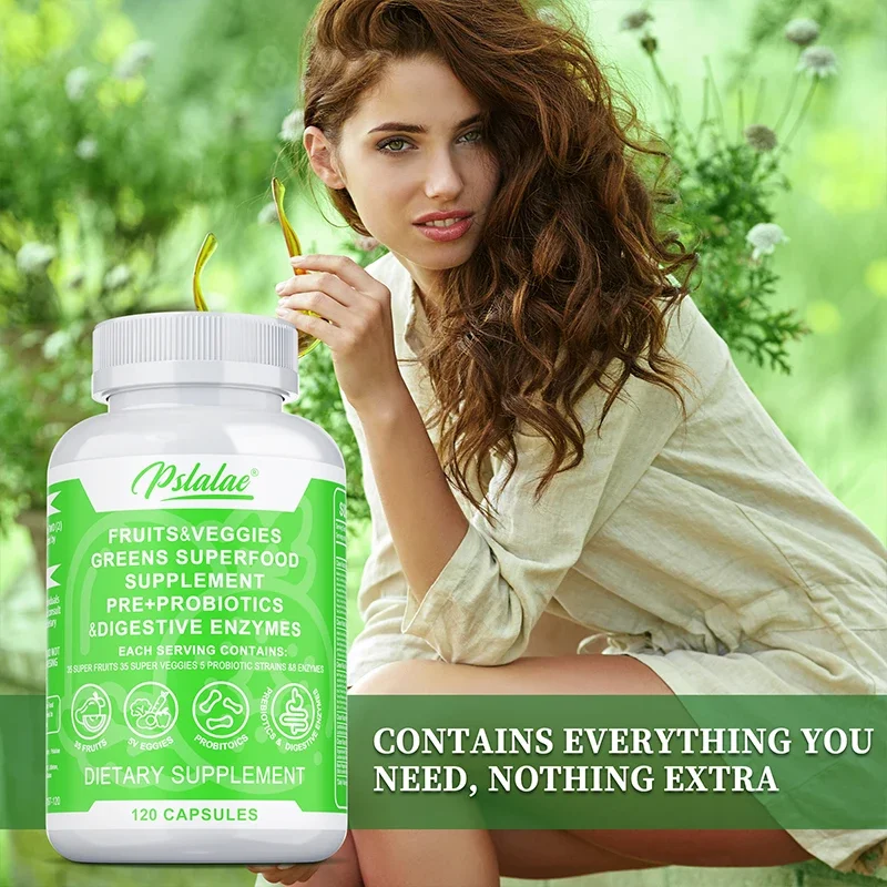 المكملات الغذائية الفائقة الخضراء للفواكه والخضروات - تحسن الهضم، والتمثيل الغذائي، وتعزز الطاقة، والمناعة وصحة الأمعاء