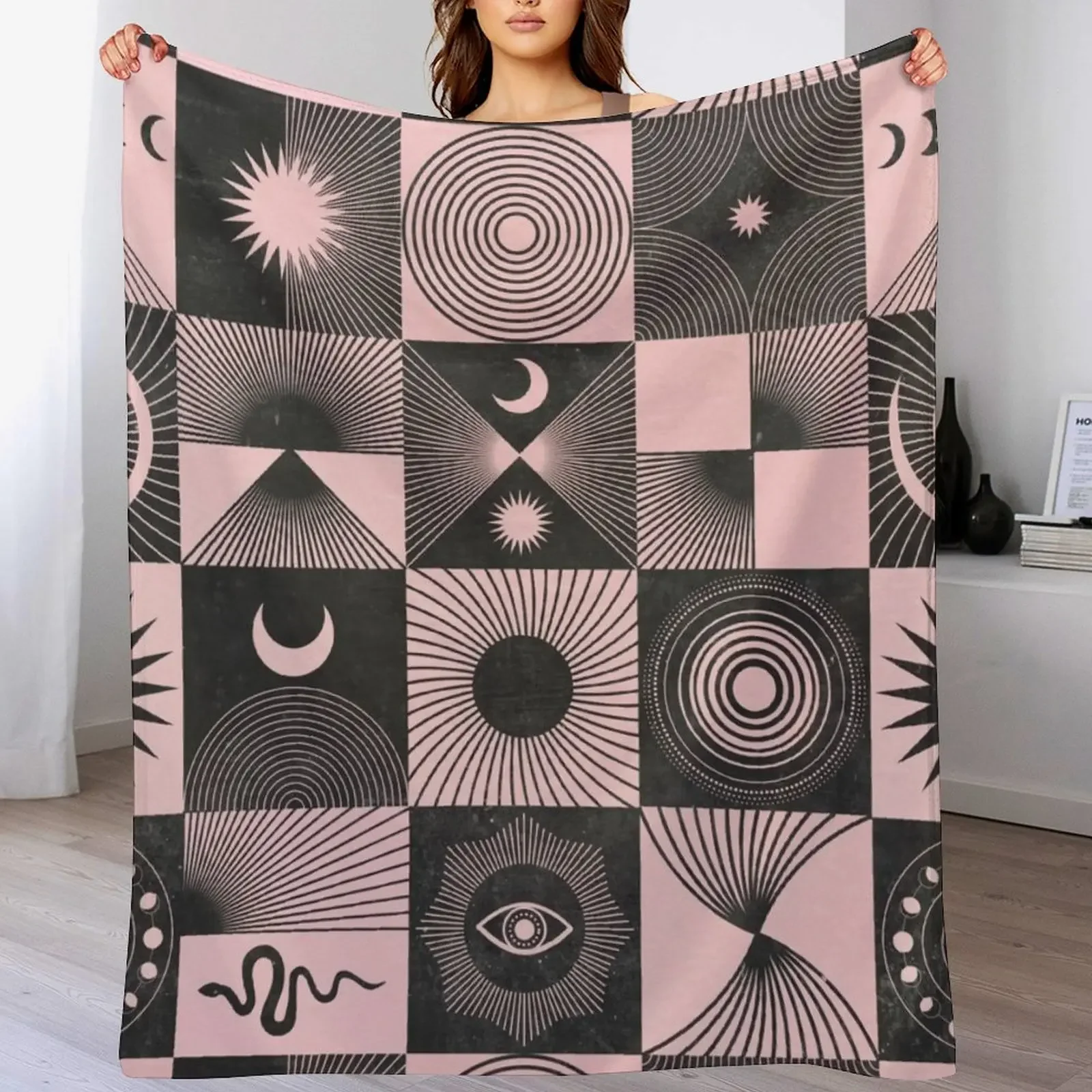 

Pink Esoteric Patchwork Throw Blanket Beautifuls Designers Moving Cute Blankets