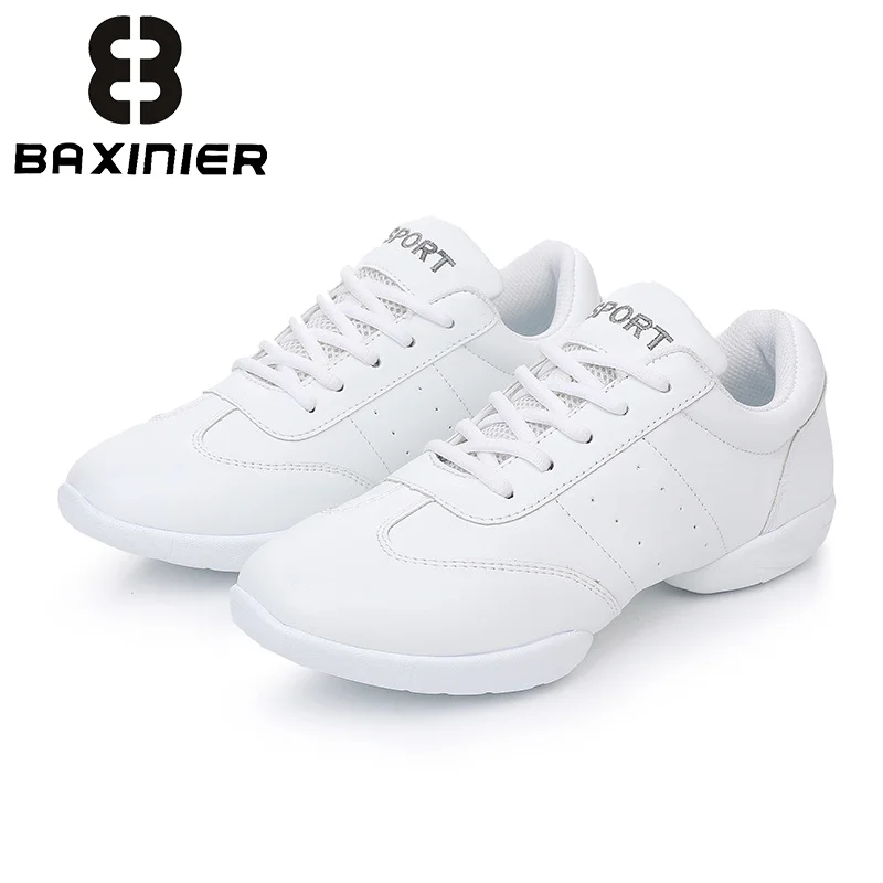 BAXINIER Молодежные белые танцевальные кроссовки для черлидинга для девочек для спортивных тренировок и соревнований, легкие дышащие теннисные туфли