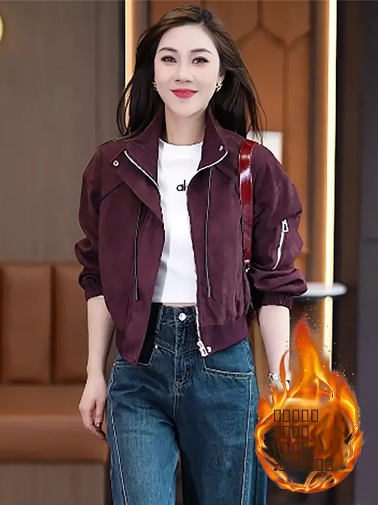 

Модная женская куртка на флисовой подкладке, осенне-зимняя, новая, в корейском ретро-стиле, повседневная, универсальная, шикарная верхняя одежда