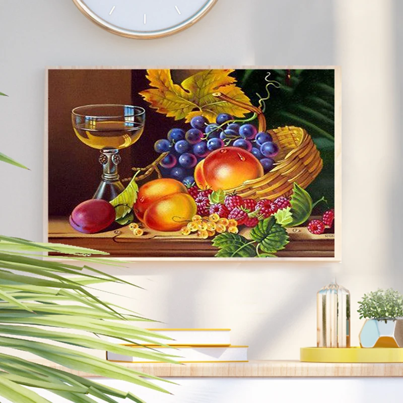 CHENISTORY Painting By Numbers Fruit Scenery Acrylic Paint By Numbers Grape Apple Wall Art Picture Home Decoration Diy Gift