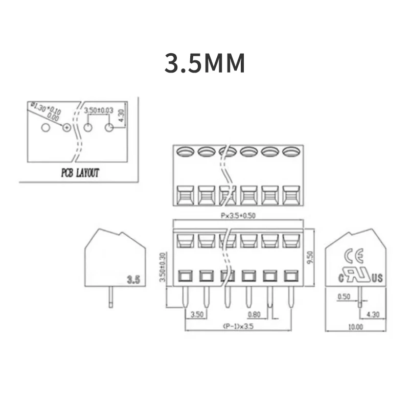 (1 Pcs) 127S-3.5/3.81mm 127S-5.08mm KF102 Slant PCB terminal block DG381S connector SMKDS1 2P 3P 4P 5P 6P 7P 8P 9P 10P 12P