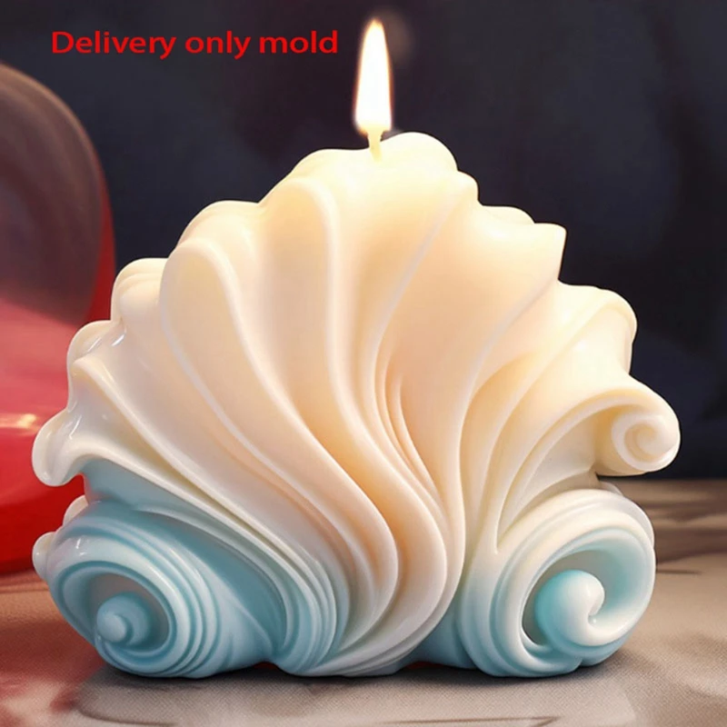 3D Shell Shaped Candle Silicone Mold Wave Striped Shell Cake Chocolate Silicone Mold Soap Mold Water Wave Shell Mold