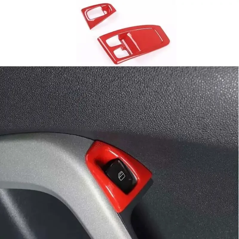 Glossy Red Car Door Window Switch Lift Cover Trim For Benz Smart Fortwo 2009-15