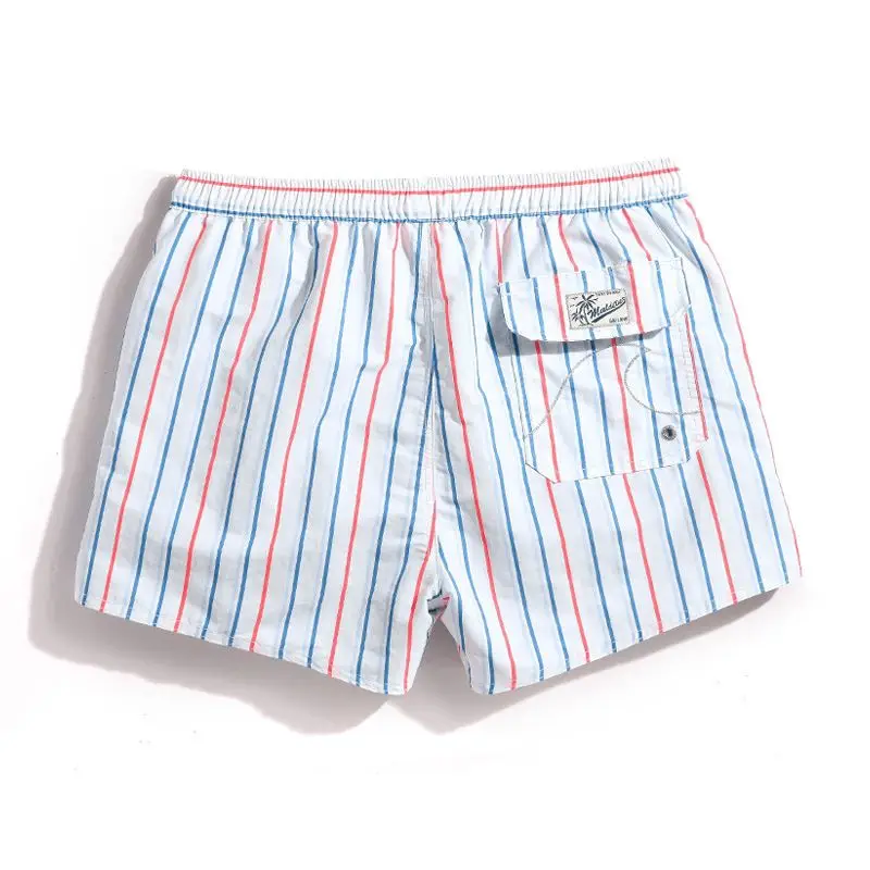 Men Stripe Shorts Quick Drying Baggy Male Summer Shorts Beach Pants Men's Beach Vacation Hot Spring Swimming Trunks with Lining