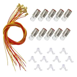 Evemodel 10 szt. Ciepłe białe jasna biała E5 E5.5 led żarówki stojak 12V HO/TT/N skala E505