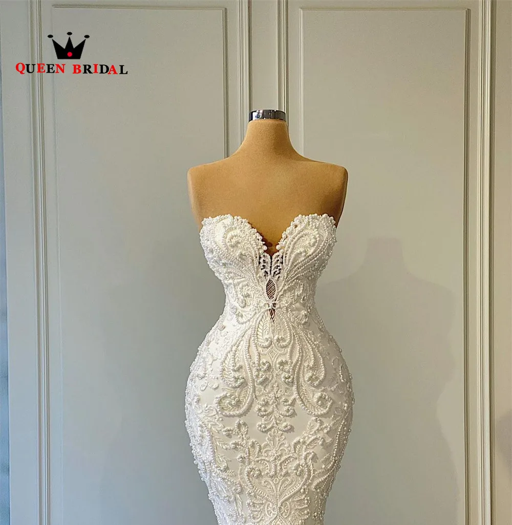 Sexy Wedding Dresses Mermaid Sweetheart Ruffle Train Tulle Lace Crystal Beaded Diamonds Luxurious Bridal Gown Custom Size DX24