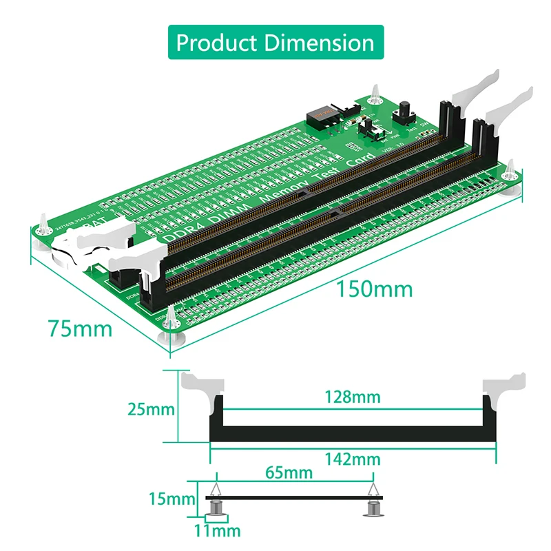 Slot di memoria della scheda madre del Computer Desktop 2x DDR4 adattatore di diagnosi del Test della RAM di memoria DIMM con indicatori LED scheda di prova a chiusura lunga