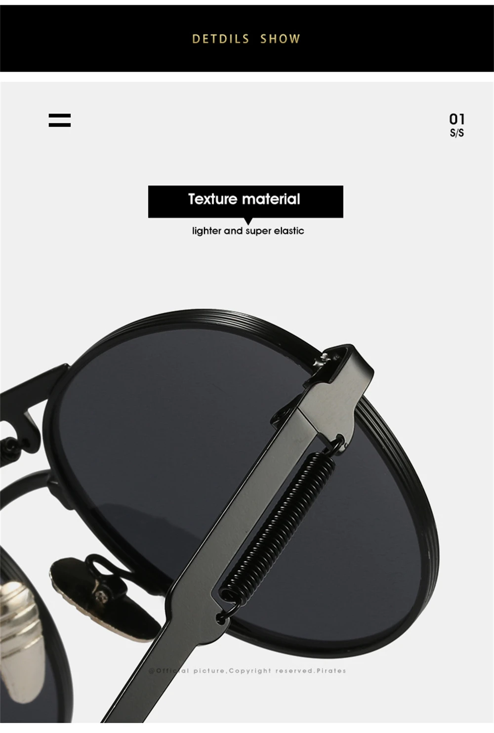 VIVIBEE Runde Steampunk-Sonnenbrille Vintage Herren UV400 Metall Hip-Hop 2026 Sonnenbrille Damen Hochwertige Retro-Brille – Detail 4