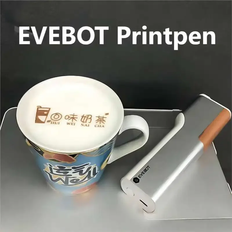 

EVEBOT Portable Food Inkjet Printer Edible Ink Coffee Latte Art With Auxiliary Ruler HD Printing Text Personalized Pattern LOGO