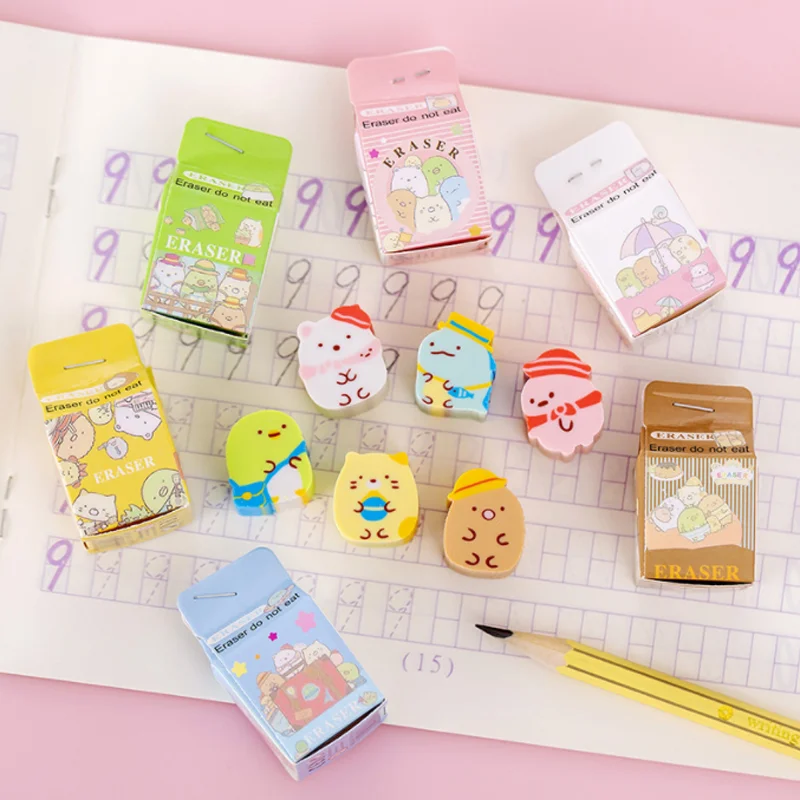 1 pçs kawaii leite caixa sumikko gurashi borracha borracha borracha borrachas bonito promoção artigos de papelaria presente de natal prêmios material escolar