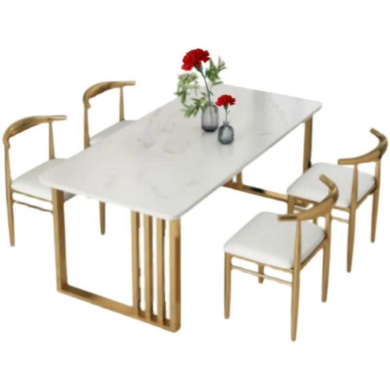 Centerpiece Unique Dining Table Rectangular Floor Metal Design Center Dining Table Coffee Set Kitchen Mesas De Jantar Furniture