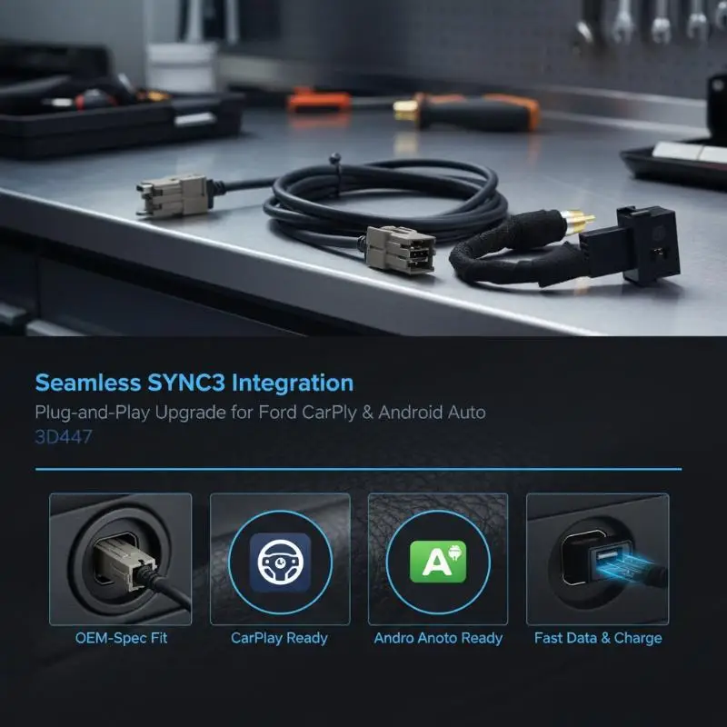 GEN 2a Harness Wiring Adapter Cable Fit for SYNC 2 to SYNC 3 Retrofit USB No Drilling Required Auto Upgrade Part