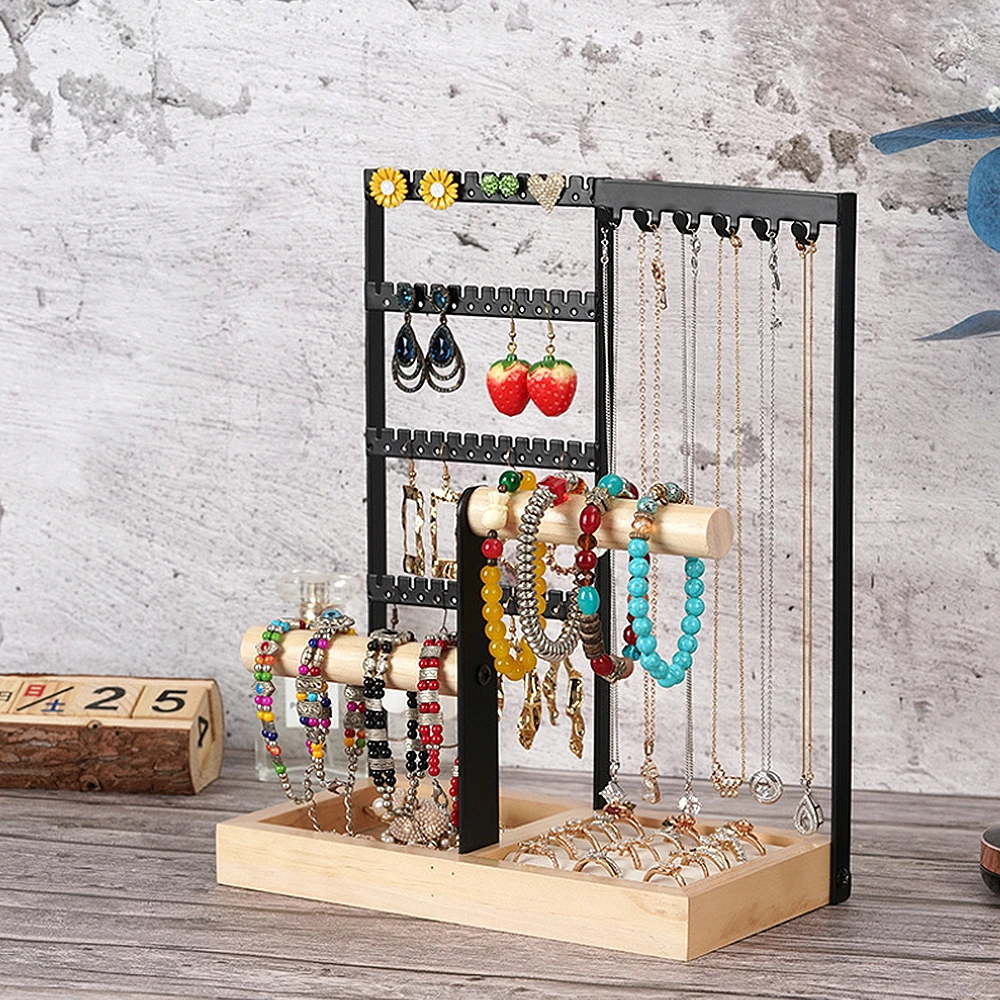 Earring Display Stand,Earrings Holder Organizer with 6 Hooks ,4 Tier Jewelry Organizer Rack of Storing for Girls