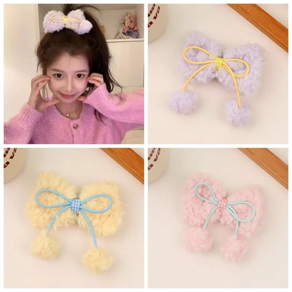 

Korean Style Plush Bow Hair Clip Headwear Bangs Side Clip Top Barrette Hair Accessories Japanese Style Cherry Duckbill Clip