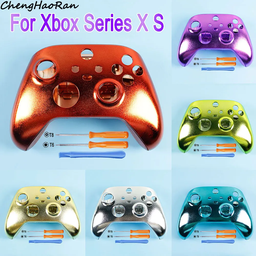 

1 Set For Xbox Series X/S Gamepads Electroplated Controller Case Protective Cover Grip Cover Bottom Cover and Screwdriver Parts