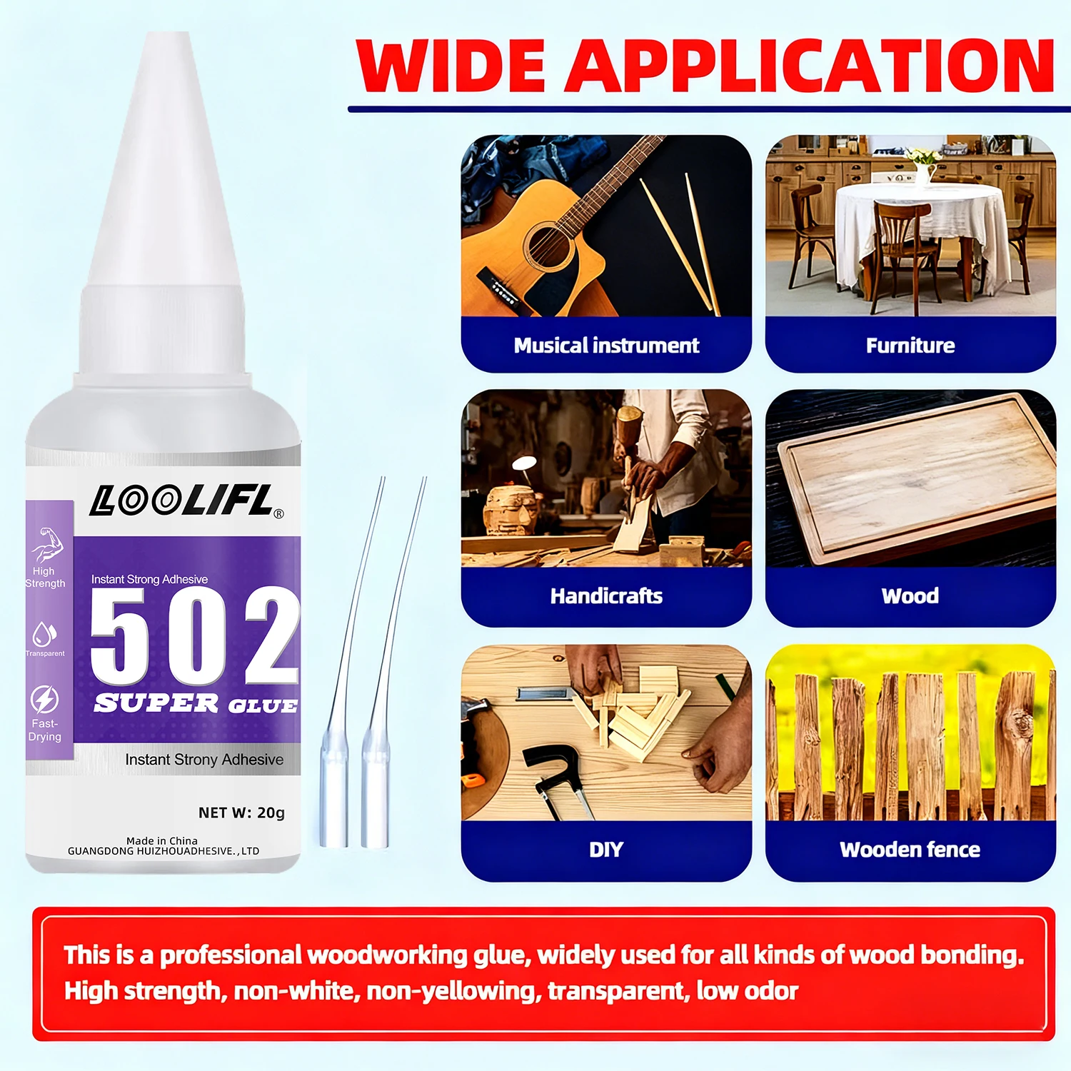 502 Super Glue Quick-drying Strong Cyanoacrylate Glue Is Used For DIY Handicraft Repair Of Metal, Wood, Plastic And Ceramics.20g view 5