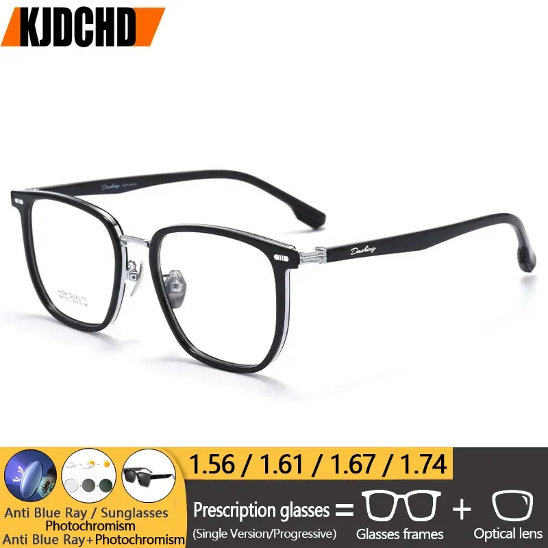 

KJDCHD TR90 Titanium Vintage Myopia Glasses Men Women Classis Anti Blue Light Computer Eyeglass Retro Prescription Spectacels