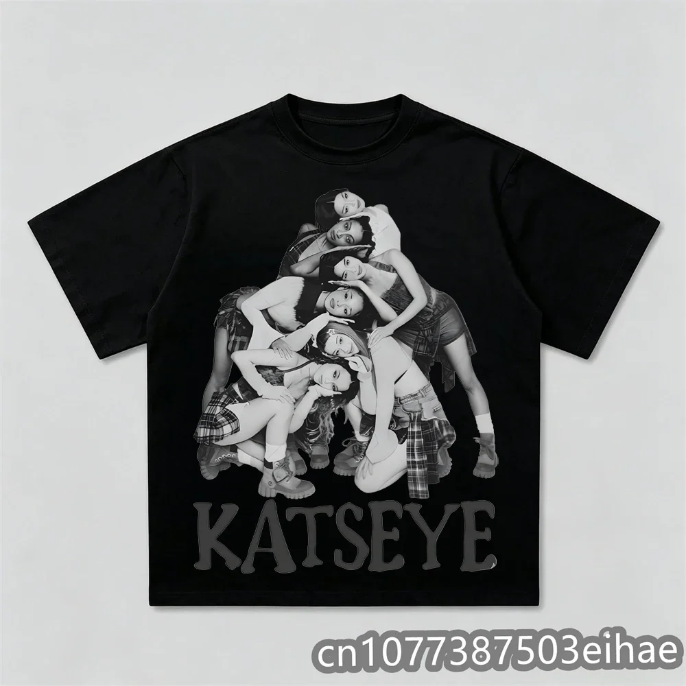 KATSEYE Fashion Poster Funny Graphic Print T-shirts Men Women Casual Cotton O-neck Tees Oversized Harajuku Streetwear Wind Tops