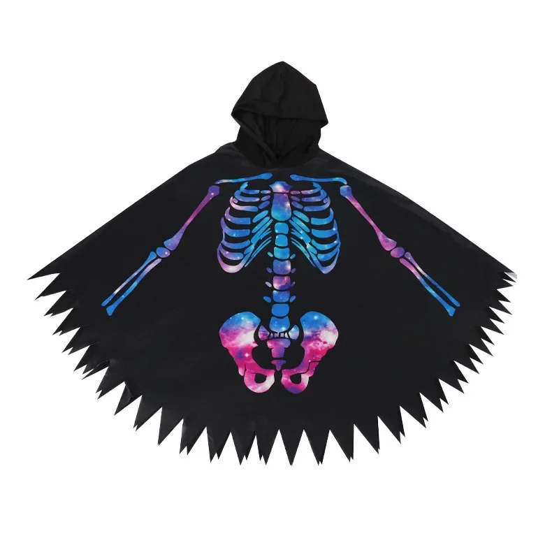 Halloween Costume for Women Girl Skull Cloak Hoodie Fancy Party Dress Up Suit 2024 Witch Cosplay Anime Clown Clothes Stage Wear