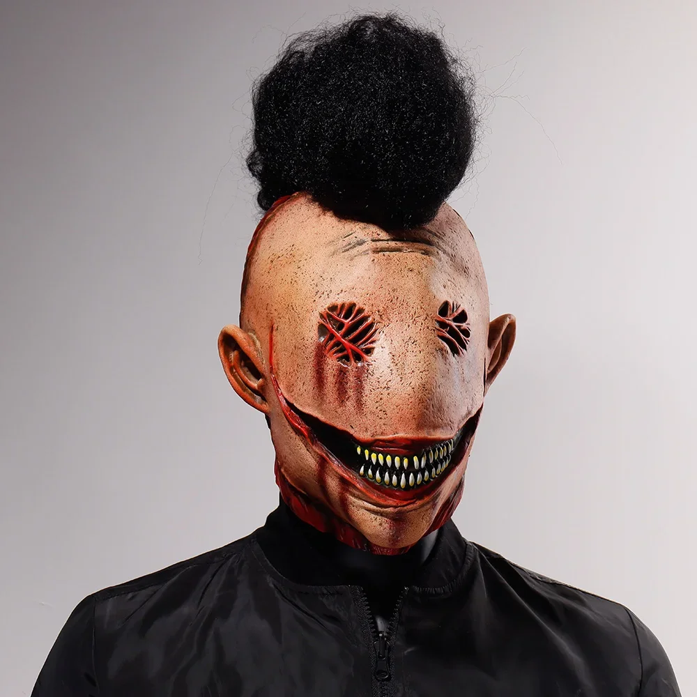 Disfraz de Halloween para fiesta, máscara de terror asesino de demonio, Cosplay, calavera aterradora sangrienta, casco de látex, accesorios para disfraz de fiesta