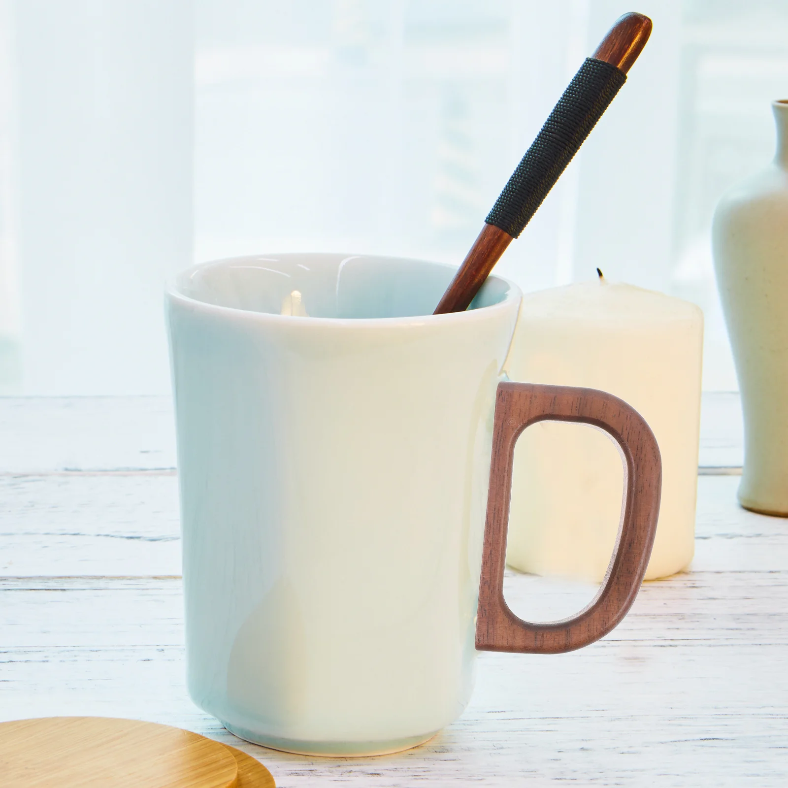 

2Pcs Replacement Wood Handle for Cup Smooth Natural Finish Ideal for Water Glass Tea Mug Home Office Aesthetic Upgrade