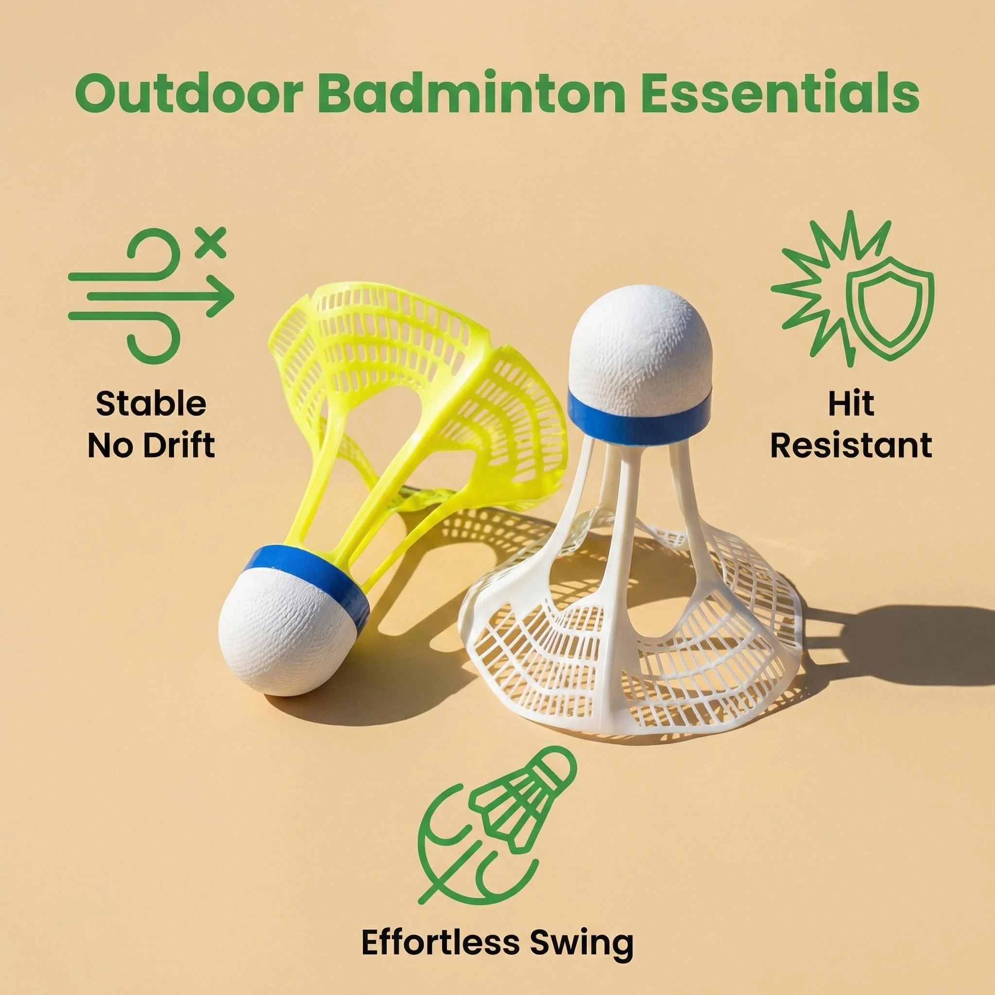 4 Stück/8 Stück, windbeständige Badminton-Federbälle, Nylonmaterial, gelb, weiß, windbeständig und langlebig, geeignet für Badminton-Übungen und Sport im Freien. – Detail 2