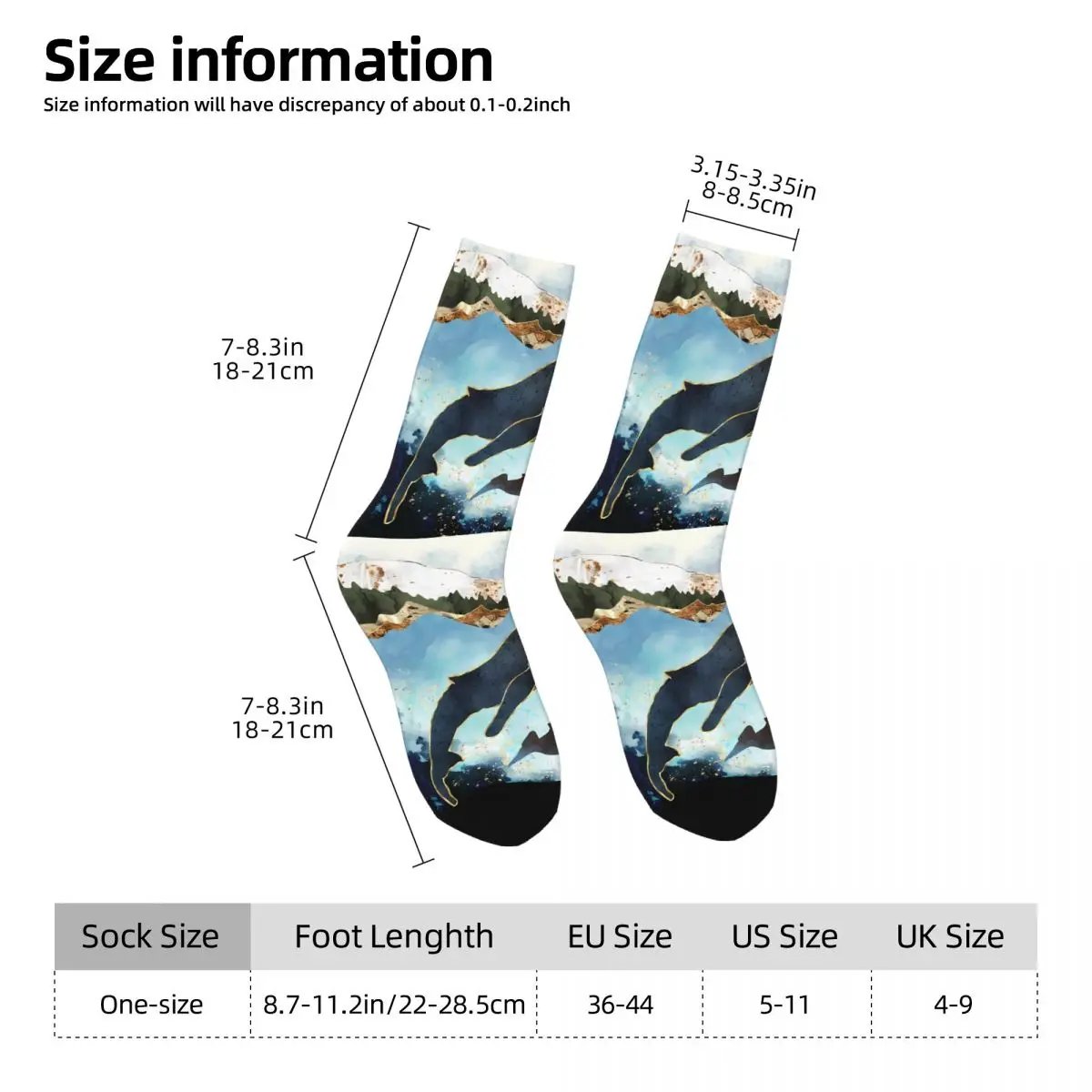 Marine Creatures Jellyfish Octopus Whale Sock Printed Man Polyester