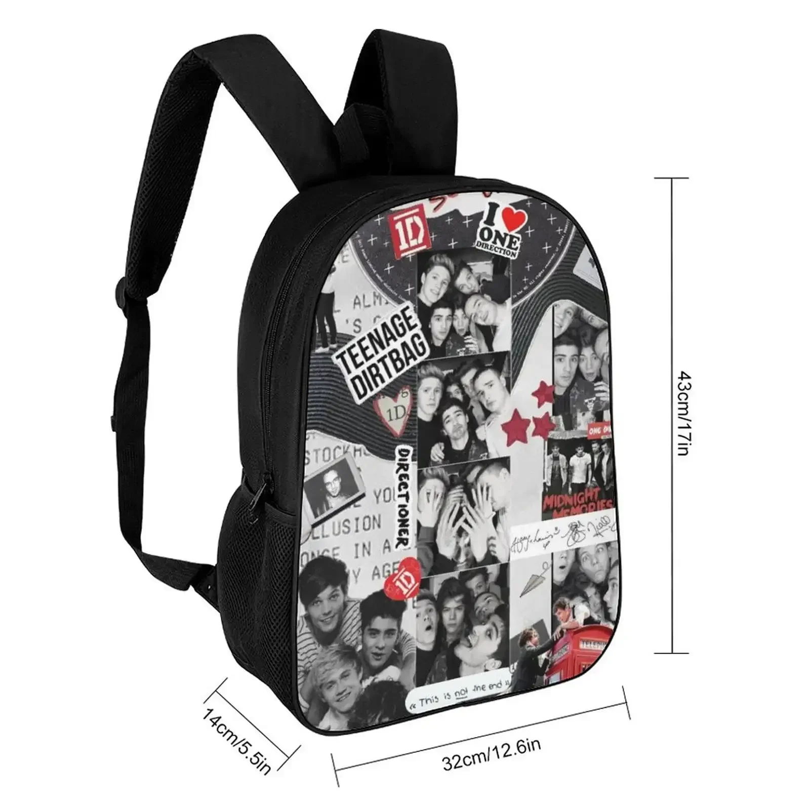 Custom Bag 17 Inch Casual Shoulder Bookbag, One Direction Backpack Knapsack Travel Bag Outdoor Hiking