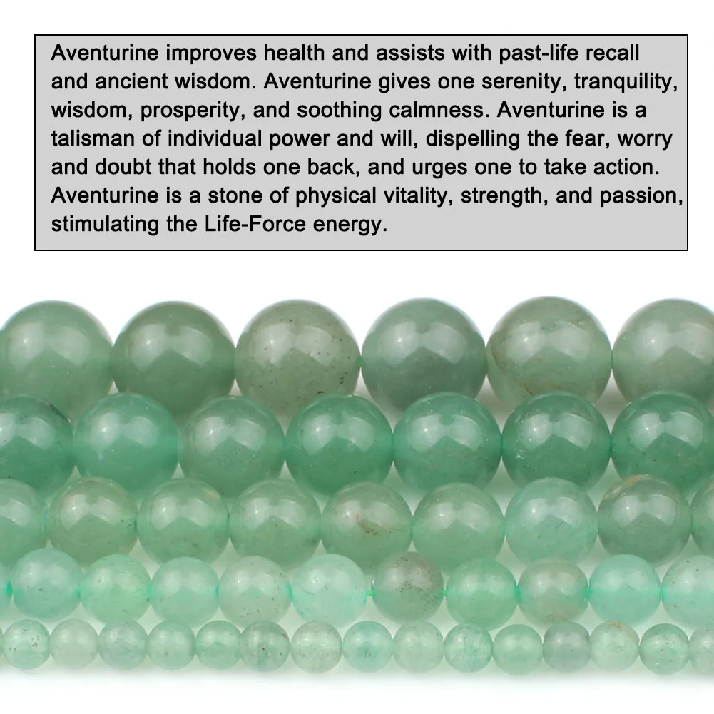 Natural Green Aventurine Jade Smooth Stone Beads for Jewelry Making DIY Bracelet Necklace Cultivate The Body And Mind 4-12mm